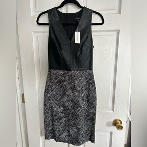 NWT! Banana Republic Black Pleather Top and Gray Pencil Bottom Dress. Size 4